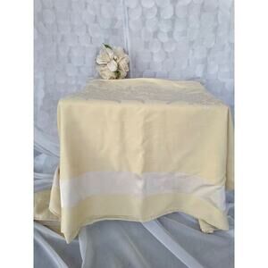 Pale yellow DAMASK tablecloth rectangular Floral Acanthus 64 X 116 Elegant